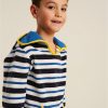 selling boys stripe hooded towelling top navy 5f042a4c90039