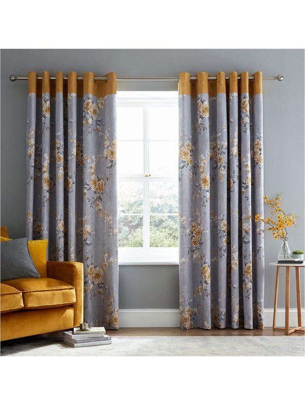selling canterbury lined eyelet curtains ochre 5f019981eec5c