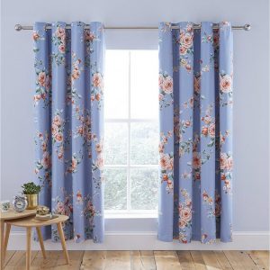 selling catherine lansfield canterbury blackout eyelet curtains blue 5f0194c64fa31