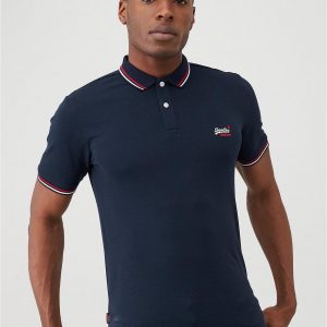 selling classic micro lite tipped polo shirt navy 5efc829eef98e