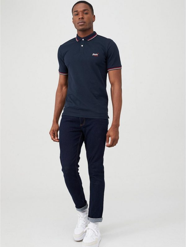 selling classic micro lite tipped polo shirt navy 5efc82a02c9ed
