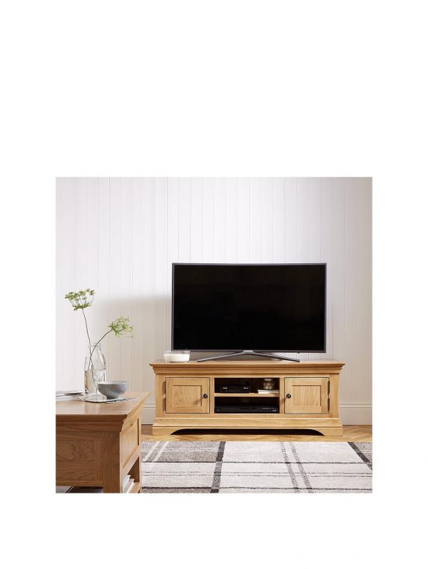 selling constance oak ready assembled large tv unit fits up to 60 inch tv 5f1c0aafd5dc0