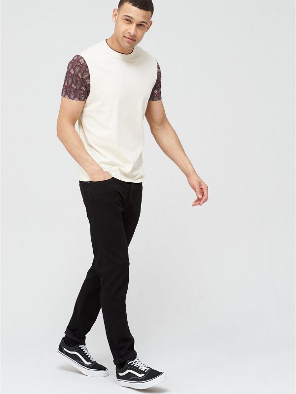 selling cut sew paisley sleeve print t shirt ecru 5f05bb631782b
