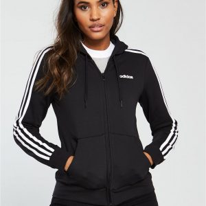 selling essentials 3 stripe full zip hoodie black 5efcbdd3632b9