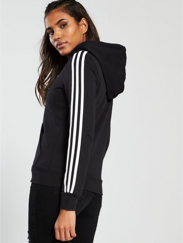 selling essentials 3 stripe full zip hoodie black 5efcbdd41dff2