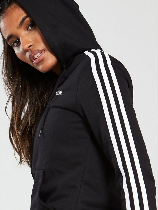 selling essentials 3 stripe full zip hoodie black 5efcbdd5aa6e5