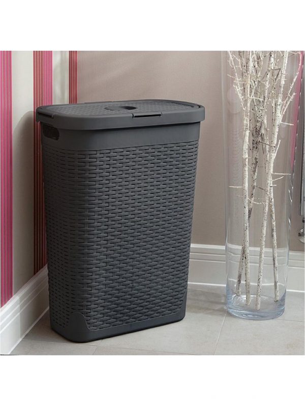 selling faux rattan slim 40 litre laundry hamper 5f003e93ccb66