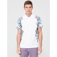 selling floral side printed polo shirt white 5f0096a7345f9
