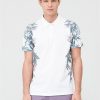 selling floral side printed polo shirt white 5f0096adc423d