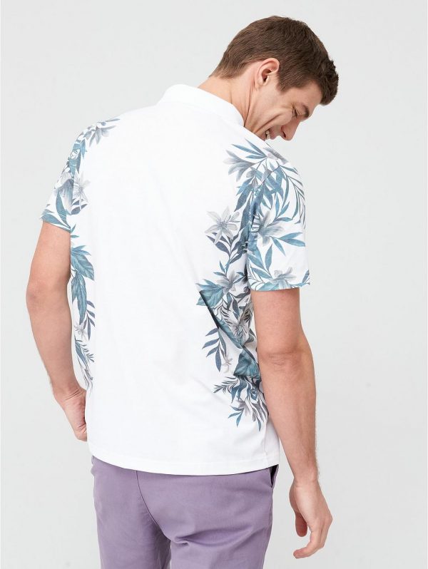selling floral side printed polo shirt white 5f0096ae8e9f0