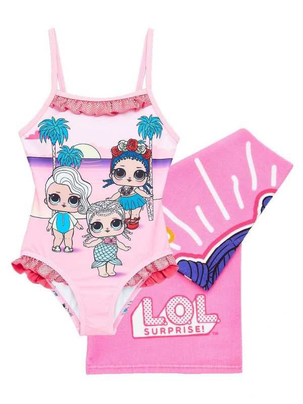 selling girls 2 piece swimsuit and towel set pink 5f042a24a84cc