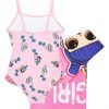 selling girls 2 piece swimsuit and towel set pink 5f042a2558134