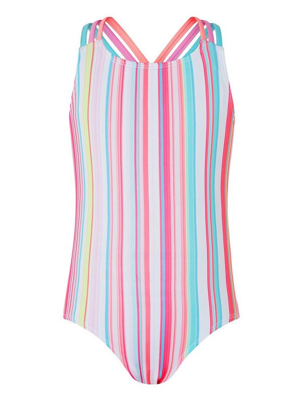 selling girls s e w sameria stripe swimsuit multi 5f0036d6a500f