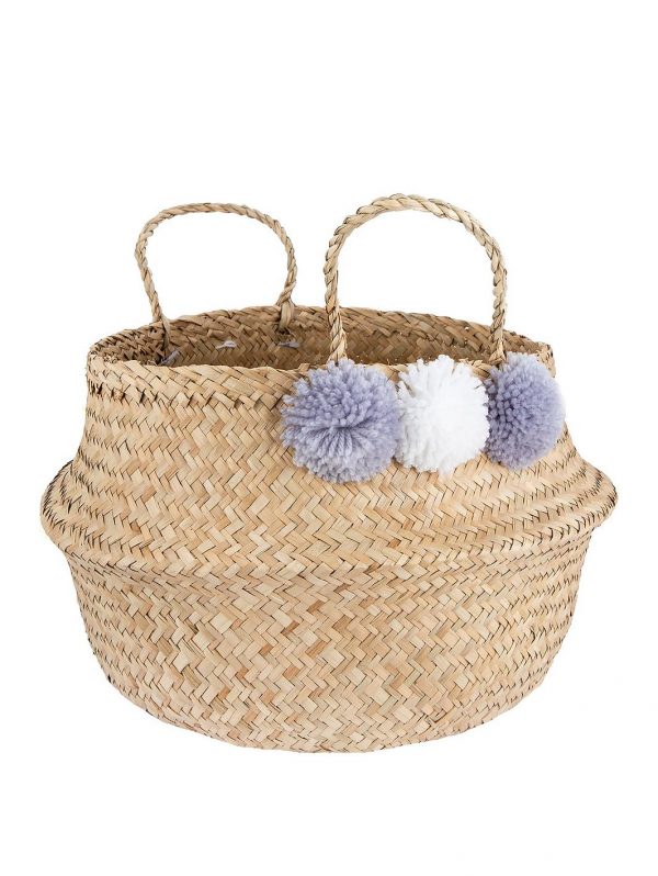 selling grey pom pom storage basket 5efeed9431792