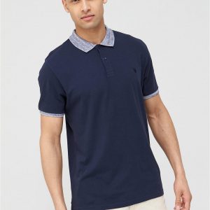 selling jersey polo with marl collar navy 5efc81fcab865