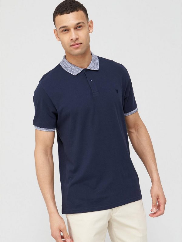 selling jersey polo with marl collar navy 5efc81fcab865