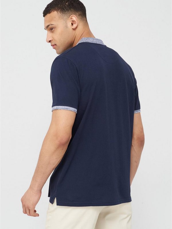 selling jersey polo with marl collar navy 5efc81fd4e0b9