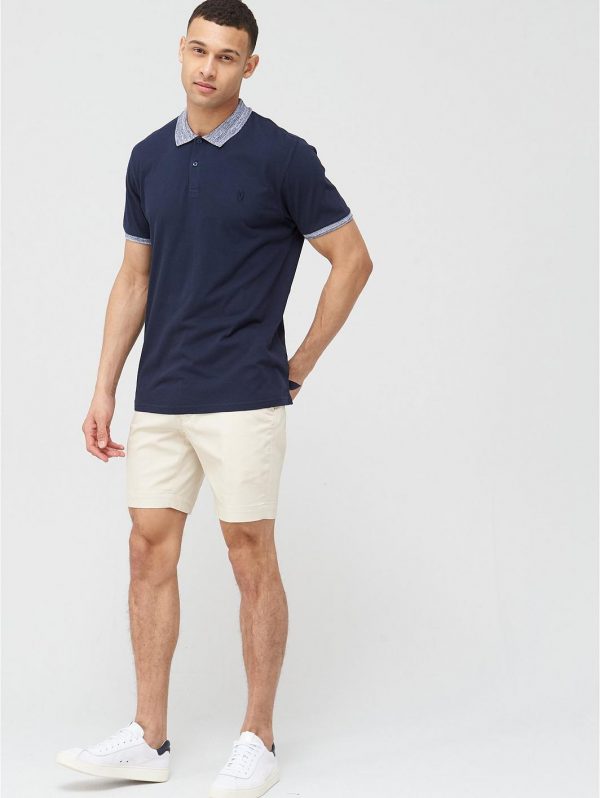 selling jersey polo with marl collar navy 5efc81fddab20