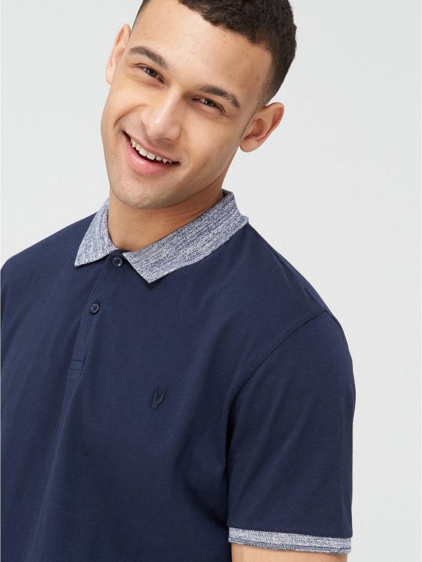 selling jersey polo with marl collar navy 5efc81fe71587