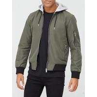 selling khaki bomber with grey marl jersey hood khaki 5f21339a5a416