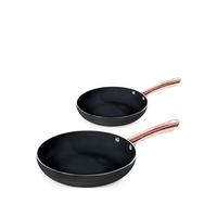 selling linear rose gold set of 2 frying pans in black 5f05b48f1b091