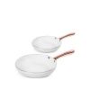 selling linear rose gold set of 2 frying pans in white 5f05b4b93087e