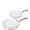 selling linear rose gold set of 2 frying pans in white 5f05b4bfc9406