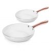 selling linear rose gold set of 2 frying pans in white 5f05b4c078c50