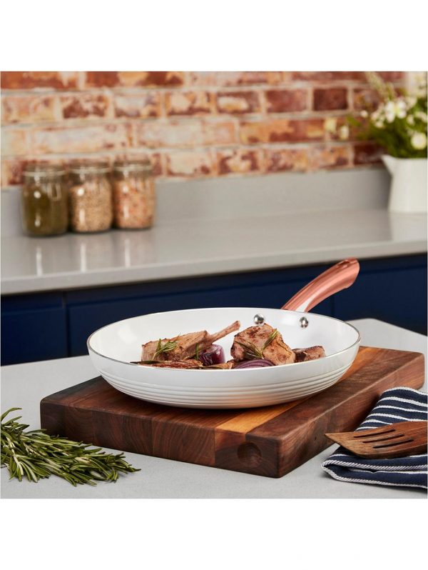 selling linear rose gold set of 2 frying pans in white 5f05b4c127ed3