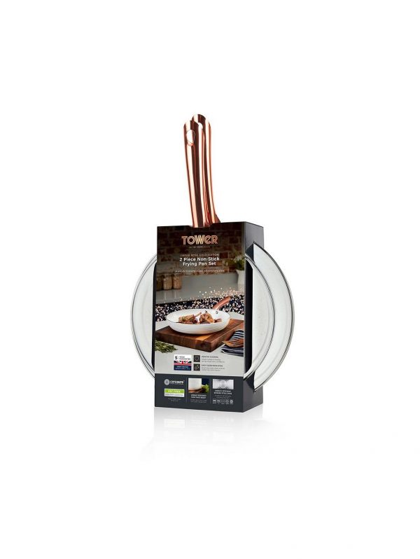 selling linear rose gold set of 2 frying pans in white 5f05b4c1cd297