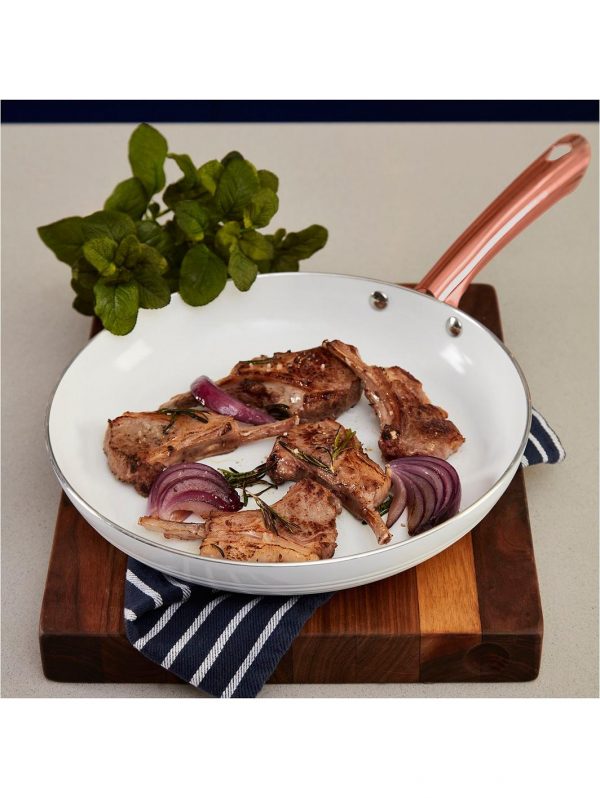 selling linear rose gold set of 2 frying pans in white 5f05b4c282c18