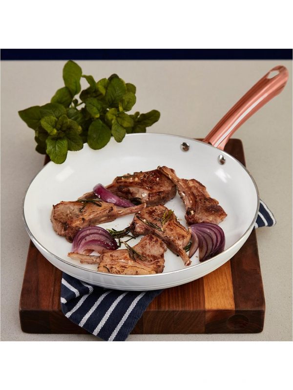 selling linear rose gold set of 2 frying pans in white 5f05b4c372beb
