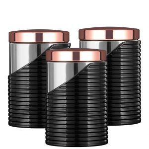 selling linear rose gold set of 3 storage canisters black 5f0431bb89dc9