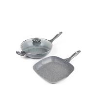 selling marble collection wok and griddle pan set in grey 5efdc87c0ae94