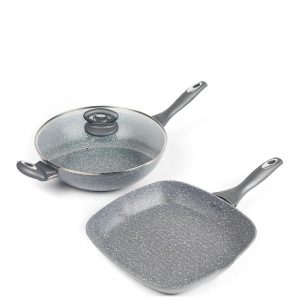 selling marble collection wok and griddle pan set in grey 5efdc88454fbd