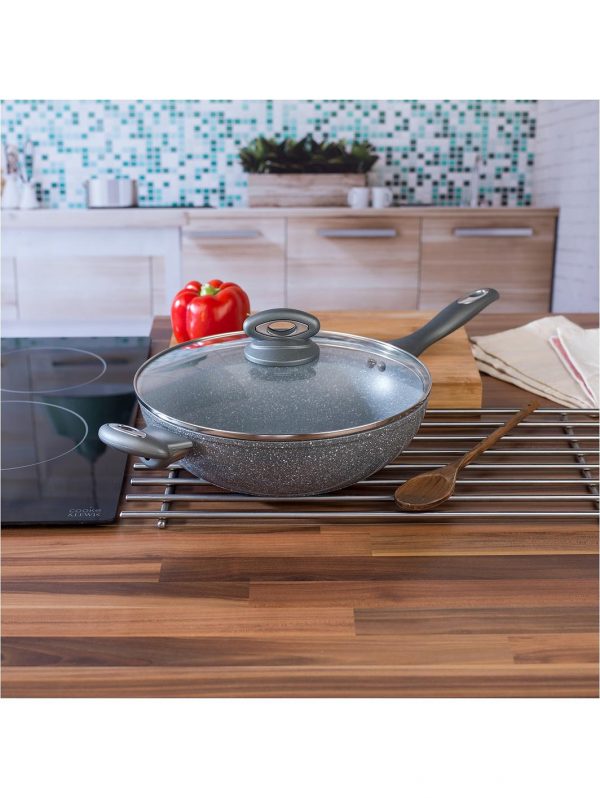 selling marble collection wok and griddle pan set in grey 5efdc8893f6b9