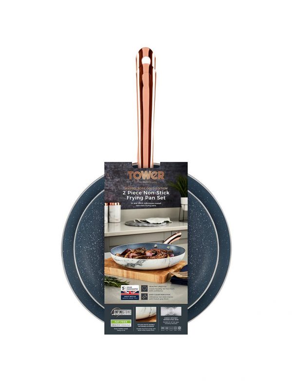 selling marble rose gold edition set of 2 frying pans 5f05b59959db1
