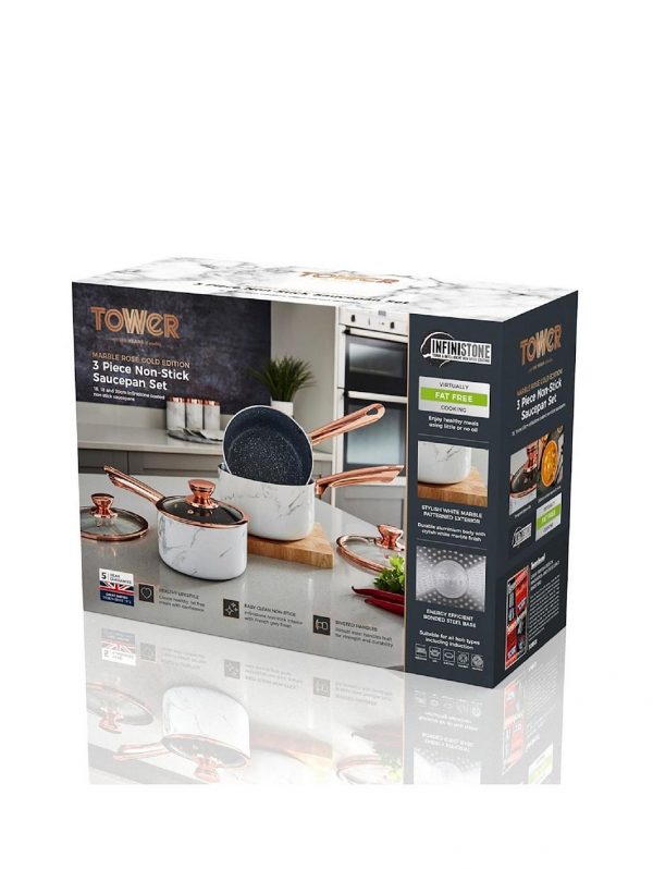 selling marble rose gold edition set of 3 saucepans 5f05b66866add