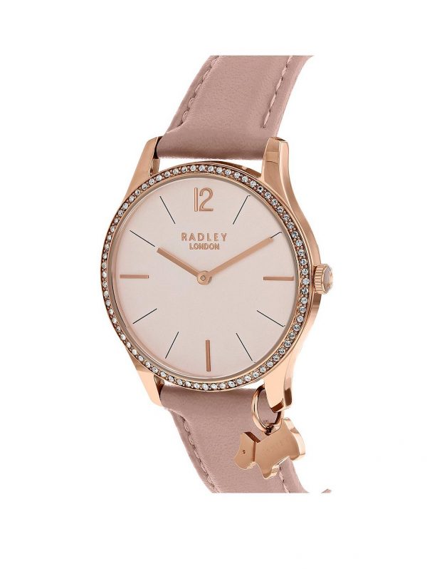 selling millbank pale pink leather strap watch with iconic dog charm 5efc63b7076d3