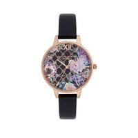selling olivia burton glasshouse demi floral dial black strap watch 5f044bea2610a
