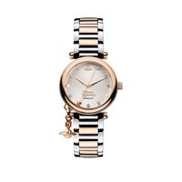 selling orb diamond rose gold textured and diamond set dial with charm two tone stainless steel bracelet ladies watch 5efc63a51a110
