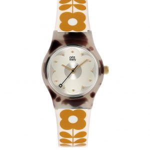selling orla kiely mini bobby grey tortoise shell case white and tan stem print strap watch 5efc641d9be49