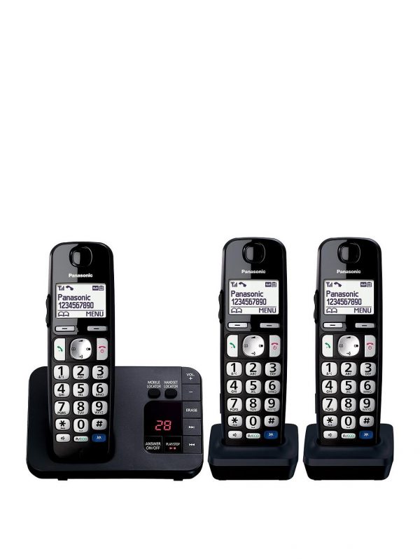 selling panasonic kx tge723eb big button dect cordless telephone with nuisance call blocker digital answering machine trio handset pack black 5f1fe780306e5