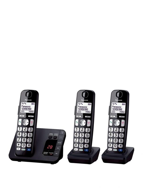 selling panasonic kx tge723eb big button dect cordless telephone with nuisance call blocker digital answering machine trio handset pack black 5f1fe780ea425