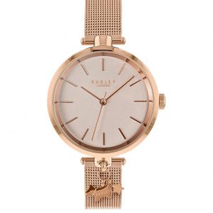selling radley rose gold dog and star charm dial rose gold slim mesh stainless steel strap ladies watch 5efc64469adda