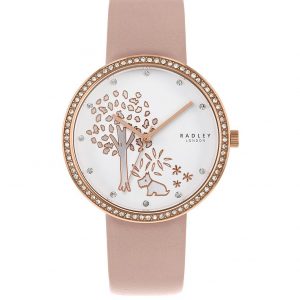 selling radley silver and rose gold detail glitz dial blush leather strap ladies watch 5efc642edaf9b