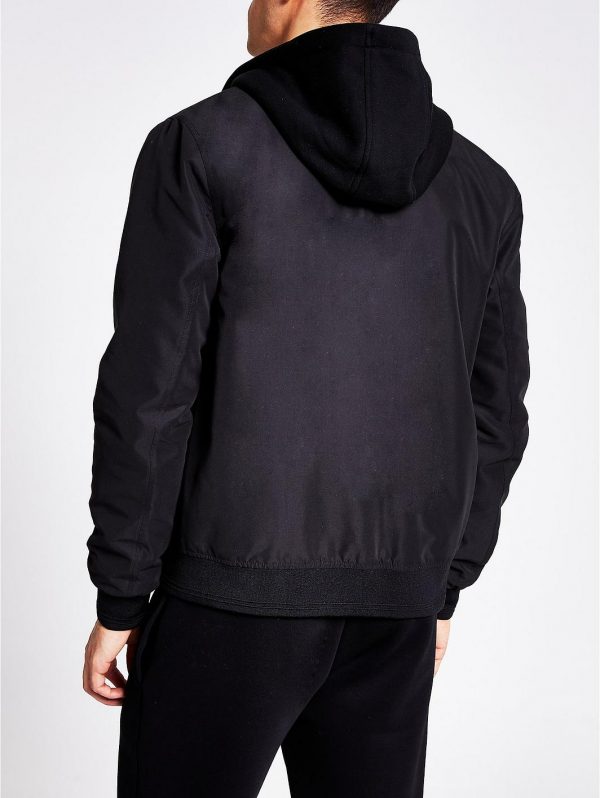 selling royce bomber with jersey removable hood black 5f22837eb32e1