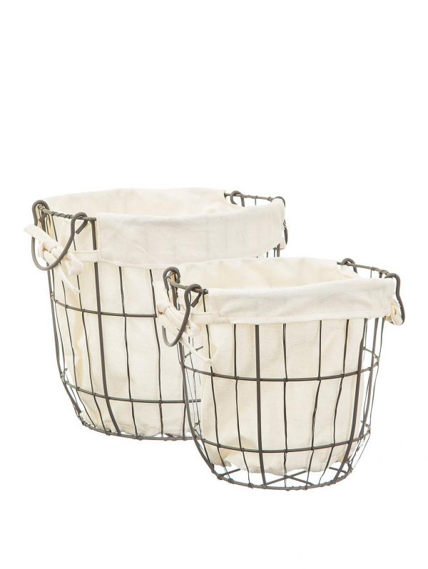 selling set of 2 round wire storage baskets with lining 5f003f20d2de2