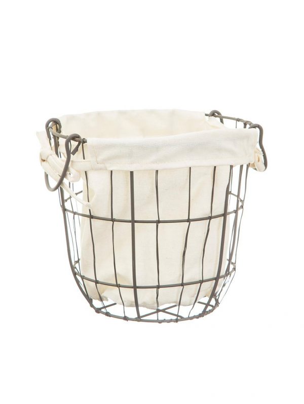selling set of 2 round wire storage baskets with lining 5f003f2310610
