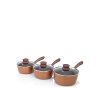 selling set of 3 copper stone non stick saucepans with lids 5f05b2254c059